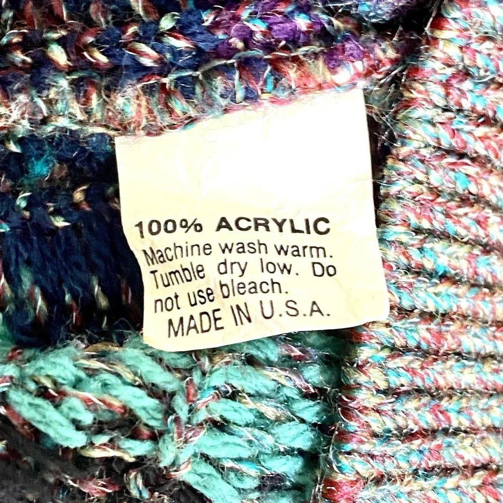 Vtg Lavane Sweater Mens XL Mercerized 3D Geometric Knit 90s Coogi Retro Crewneck